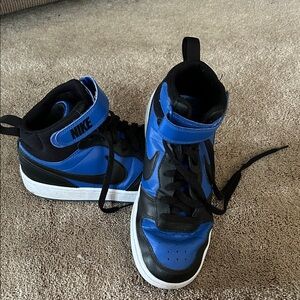 Nike Kids High-Top Black and Blue Sneakers